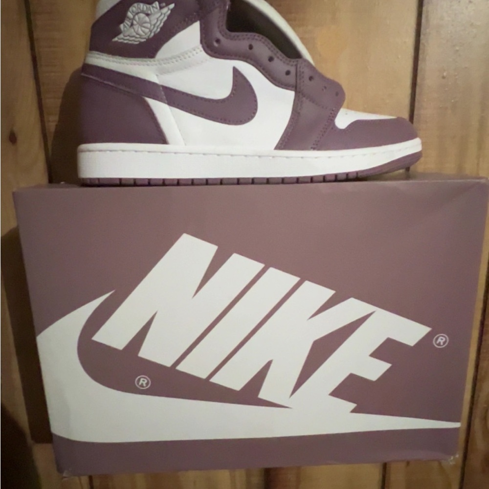 Nike Air Jordan High Tops in Purple and White
